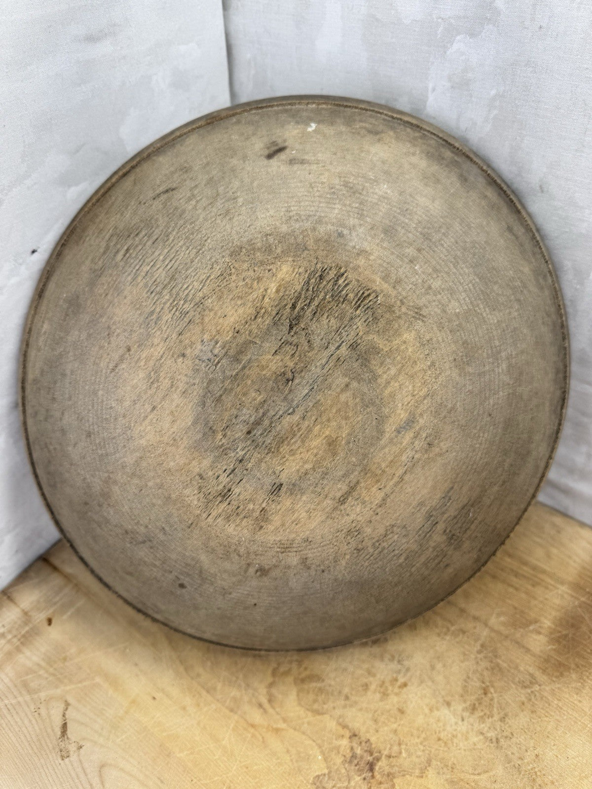 Antique Early Wooden Dough Bowl #S-1532