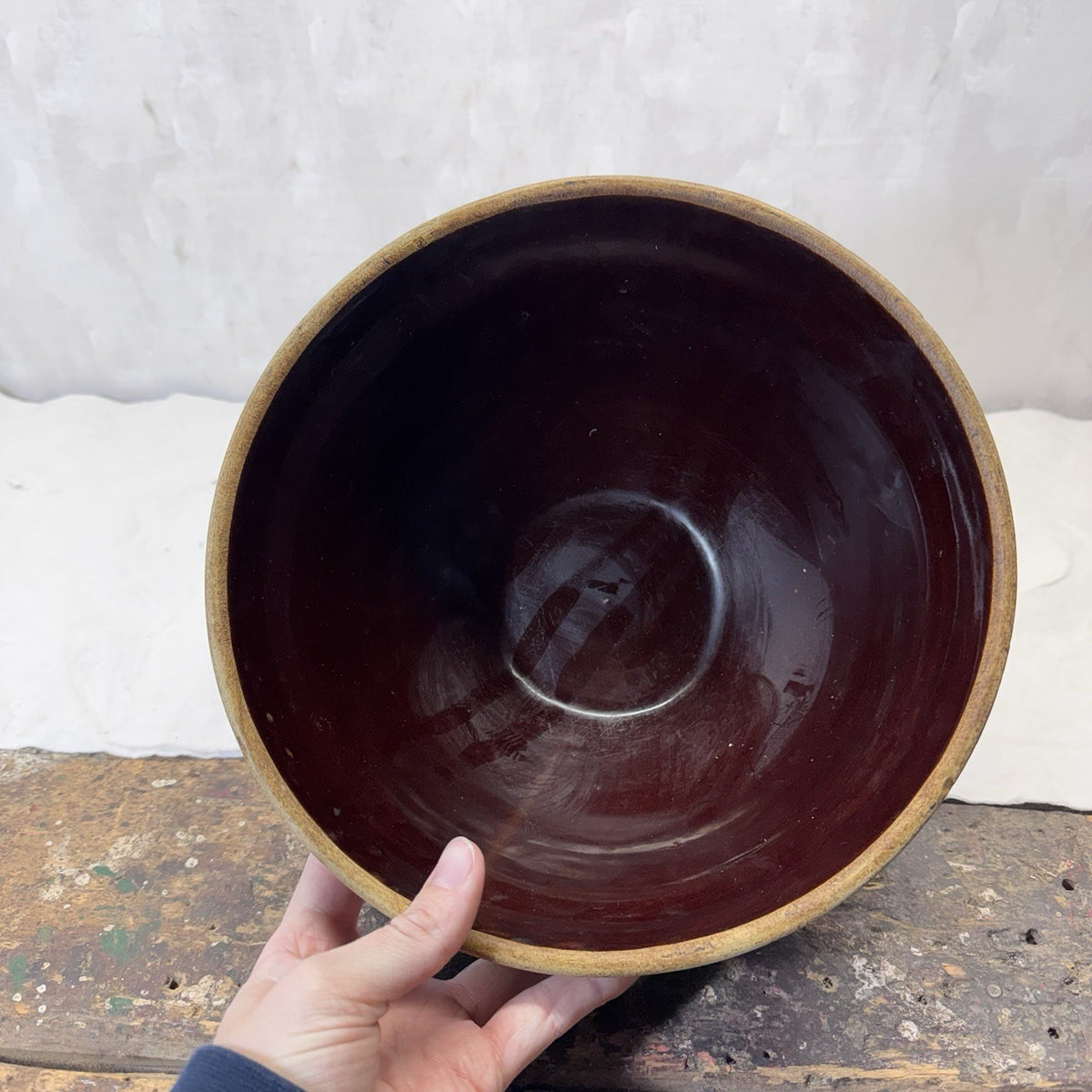 Brown Stoneware Kitchen Bowl Vintage