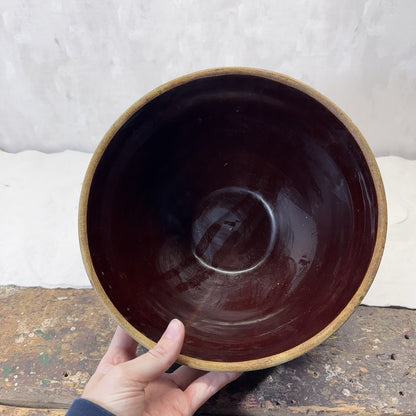 Brown Stoneware Kitchen Bowl Vintage