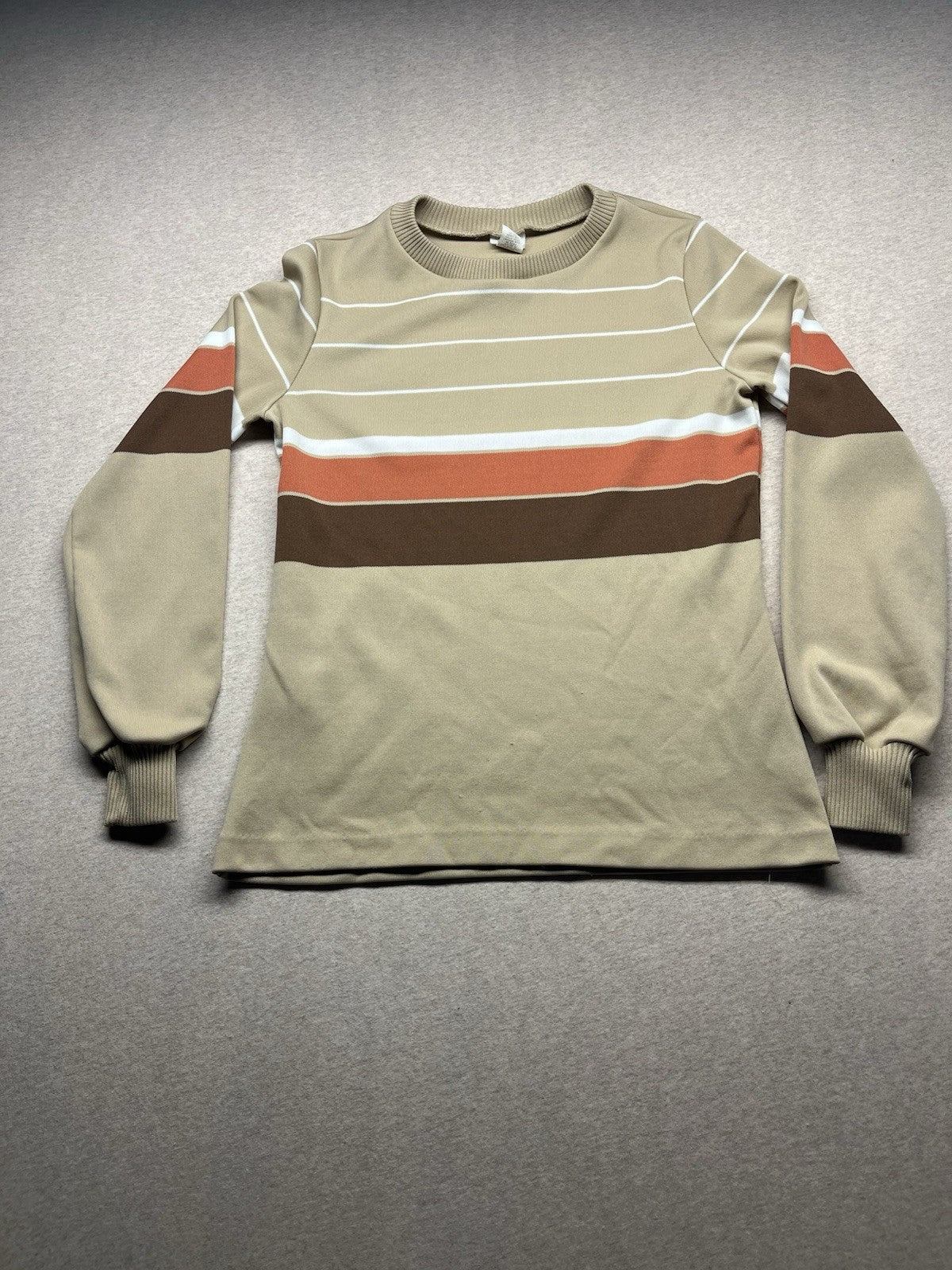 1970s Men’s Beeline Union Brown Striped L Sleeve Knit Shirt