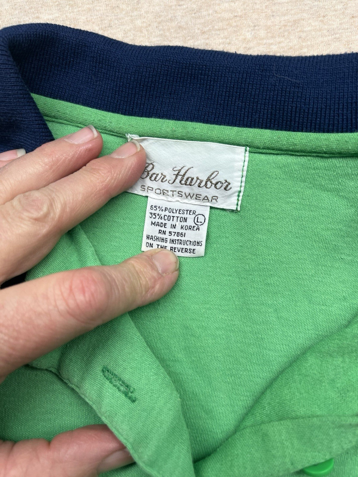 1970s, 80s Boys Green Boat S Sleeve Knit Shirt