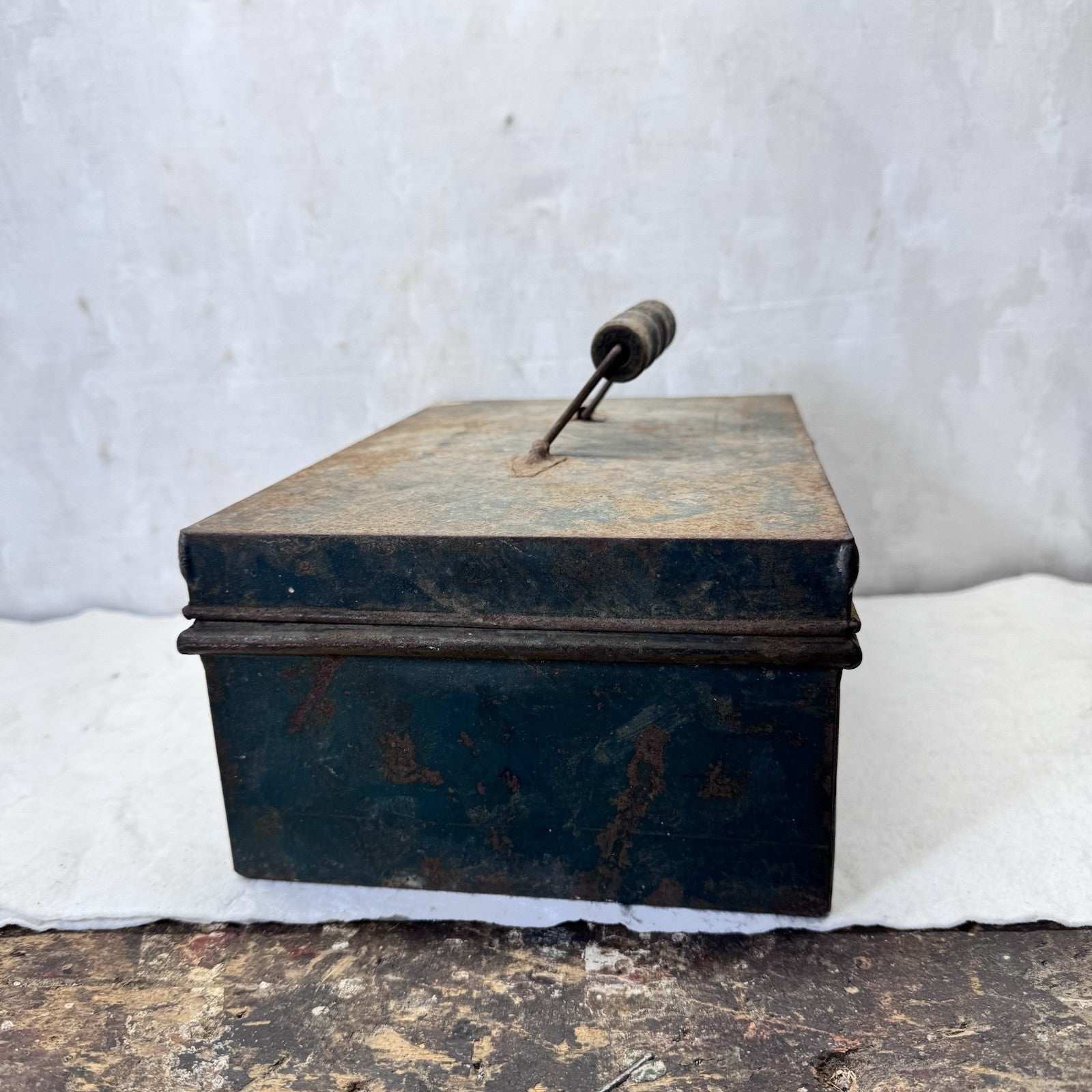 Green Rustic Metal Box Vintage Small