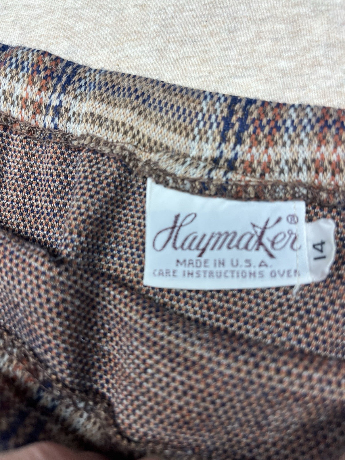 1960s Women’s Brown Plaid Skirt W/pockets