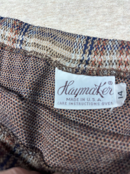 1960s Women’s Brown Plaid Skirt W/pockets