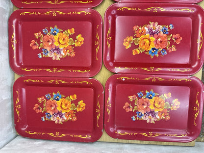 Vintage  7 Mini Floral Trays #1088