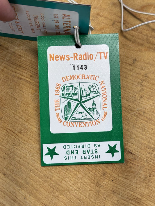 Vintage 1968 Democratic Convention Passes  #1358