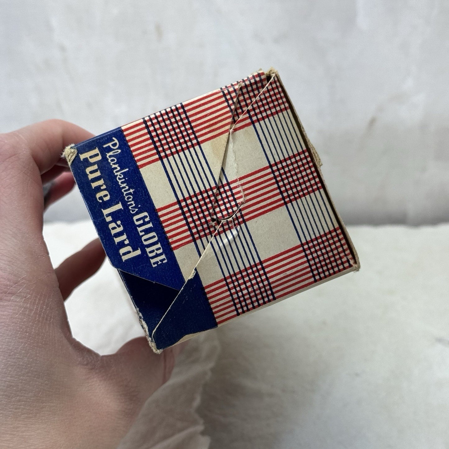Plankintons Globe Pure Lard Waxed Box Container Empty Vintage