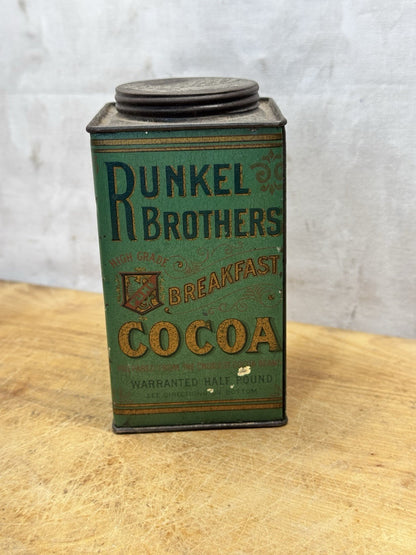Cocoa Tin Runkel Brothers Antique Green #1468