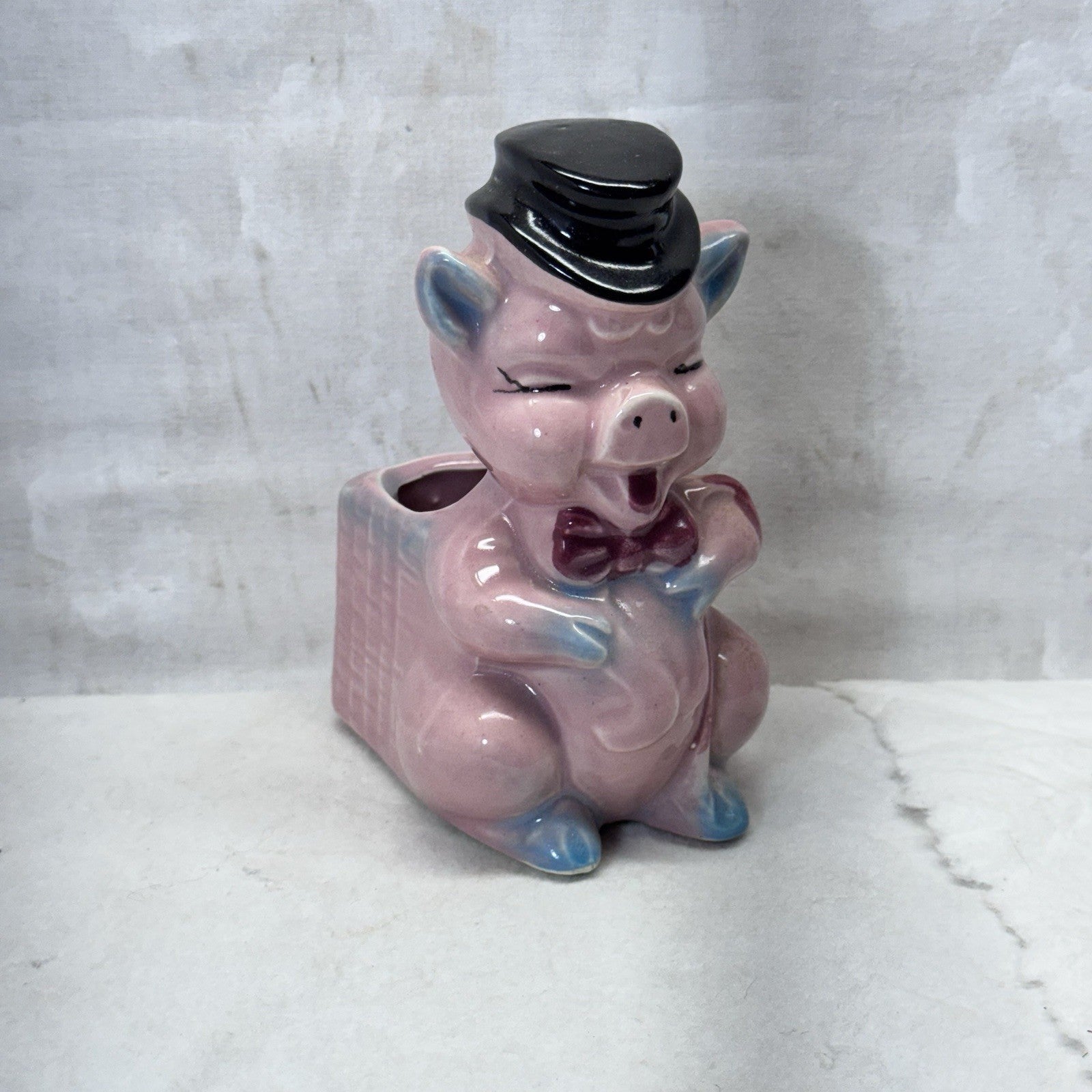 Pig Hat Planter Vase Pot Vintage 