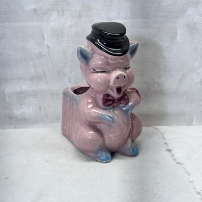 Pig Hat Planter Vase Pot Vintage 