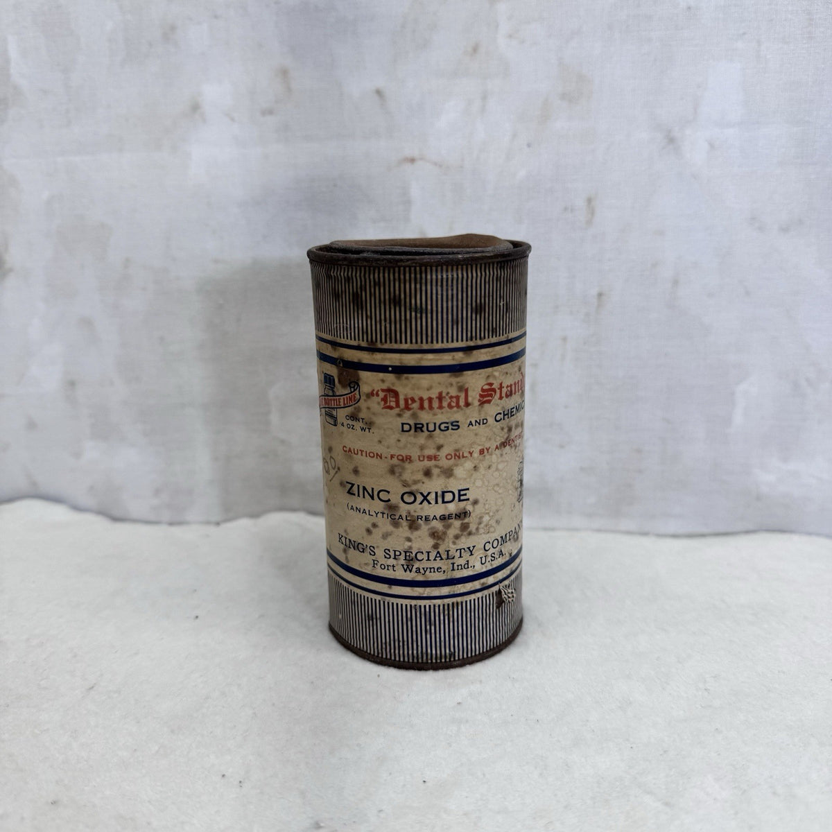 Dental Standard Zinc Oxide Paper Label Tin Can Vintage 