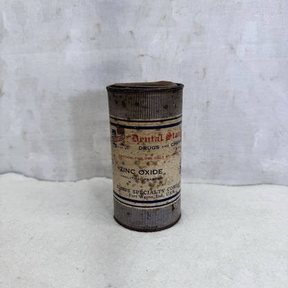 Dental Standard Zinc Oxide Paper Label Tin Can Vintage 