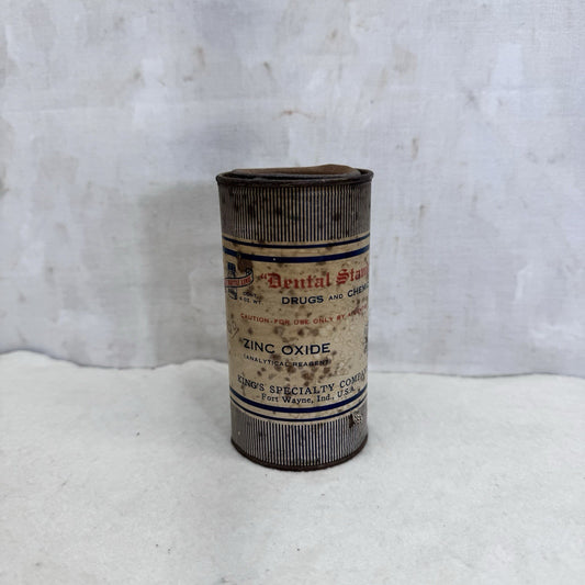 Dental Standard Zinc Oxide Paper Label Tin Can Vintage 