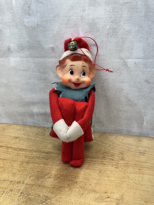 Japan Knee Hugger Elf Green Striped Christmas Vtg #1504