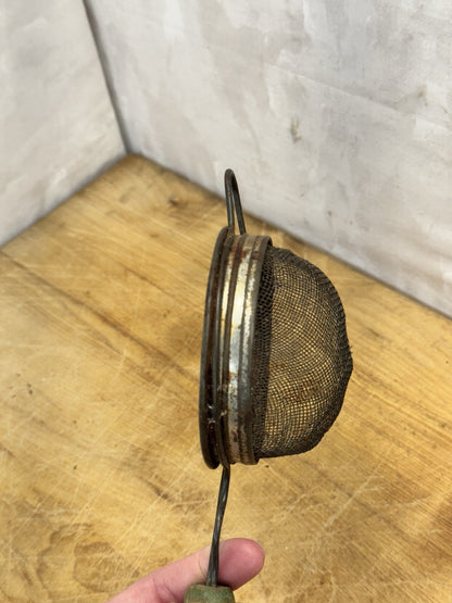 Handheld Handle Mini Green Strainer Vtg #S-1417