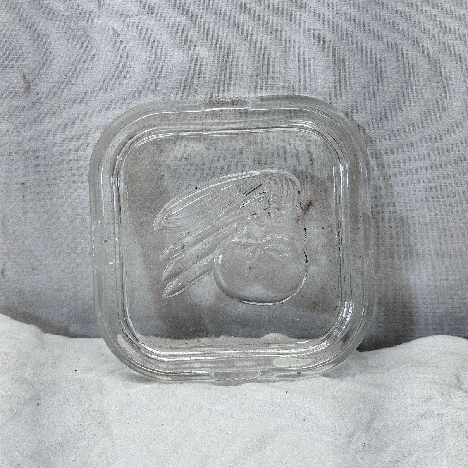 Federal Glass Square Refrigerator Embossed Veggie Lid Replacement Vintage
