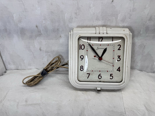 The Session Clock Co. White Square Rounded Electric Clock Vintage Non Working