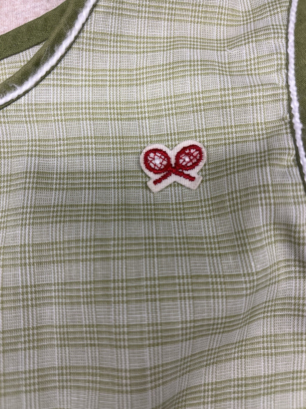 1960-70s Women’s Green Plaid Cotton Sleeveless Tennis Top