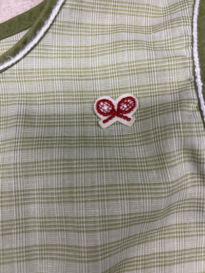 1960-70s Women’s Green Plaid Cotton Sleeveless Tennis Top