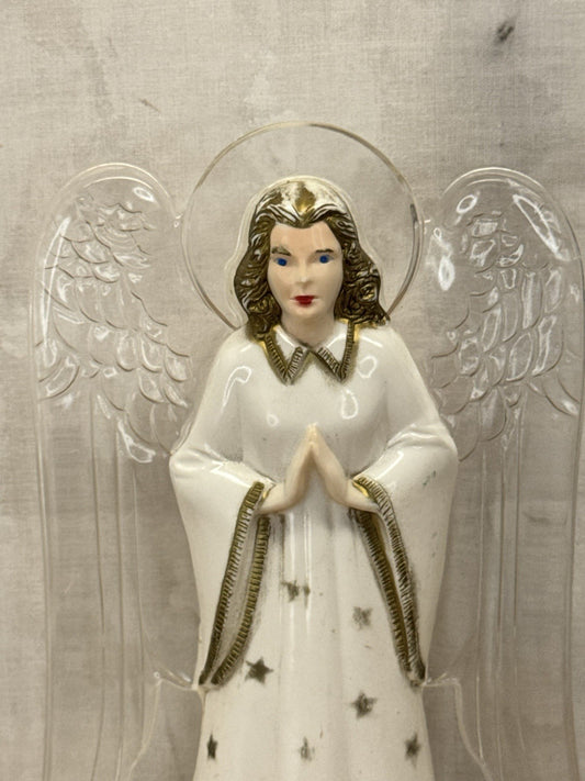 Vintage Plastic Angel Tree Topper Working #1076