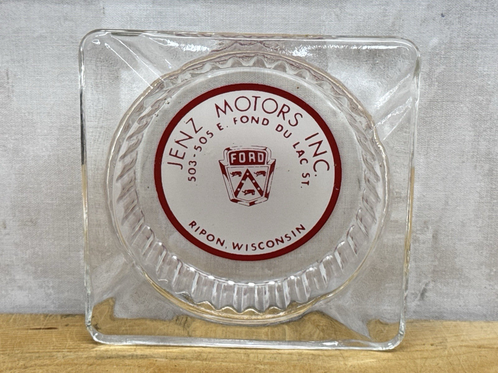 Jenz Motors INC. Ripon Wisconsin Ford Vintage Ashtray #1128