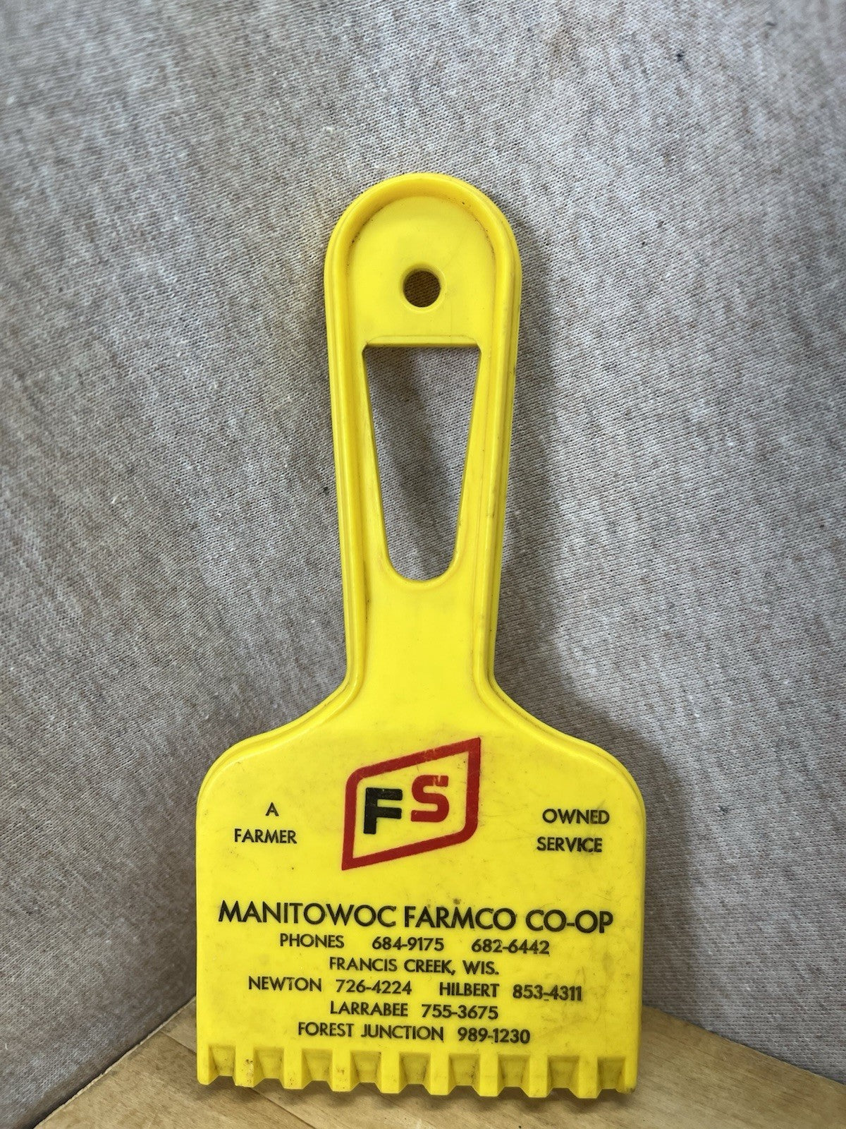 Manitowoc Farm Co-op Ad Ice Scraper Vintage
