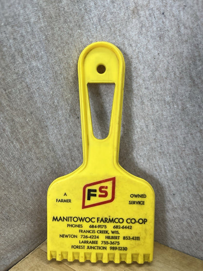 Manitowoc Farm Co-op Ad Ice Scraper Vintage