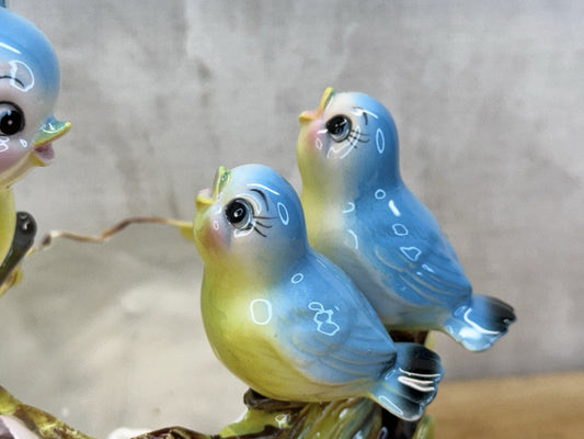 Norcrest Three Bluebirds On A Nest Excellent Condition #1083