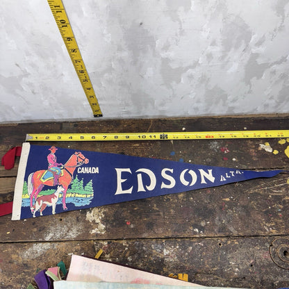 Edison Alta Canada Vintage Fabric Pennant Banner Flag Souvenir 