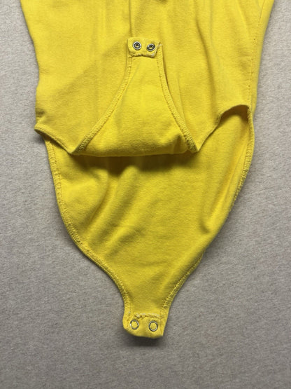 1990s Women’s Yellow Sleeveless W/hood Knit Body Suit 