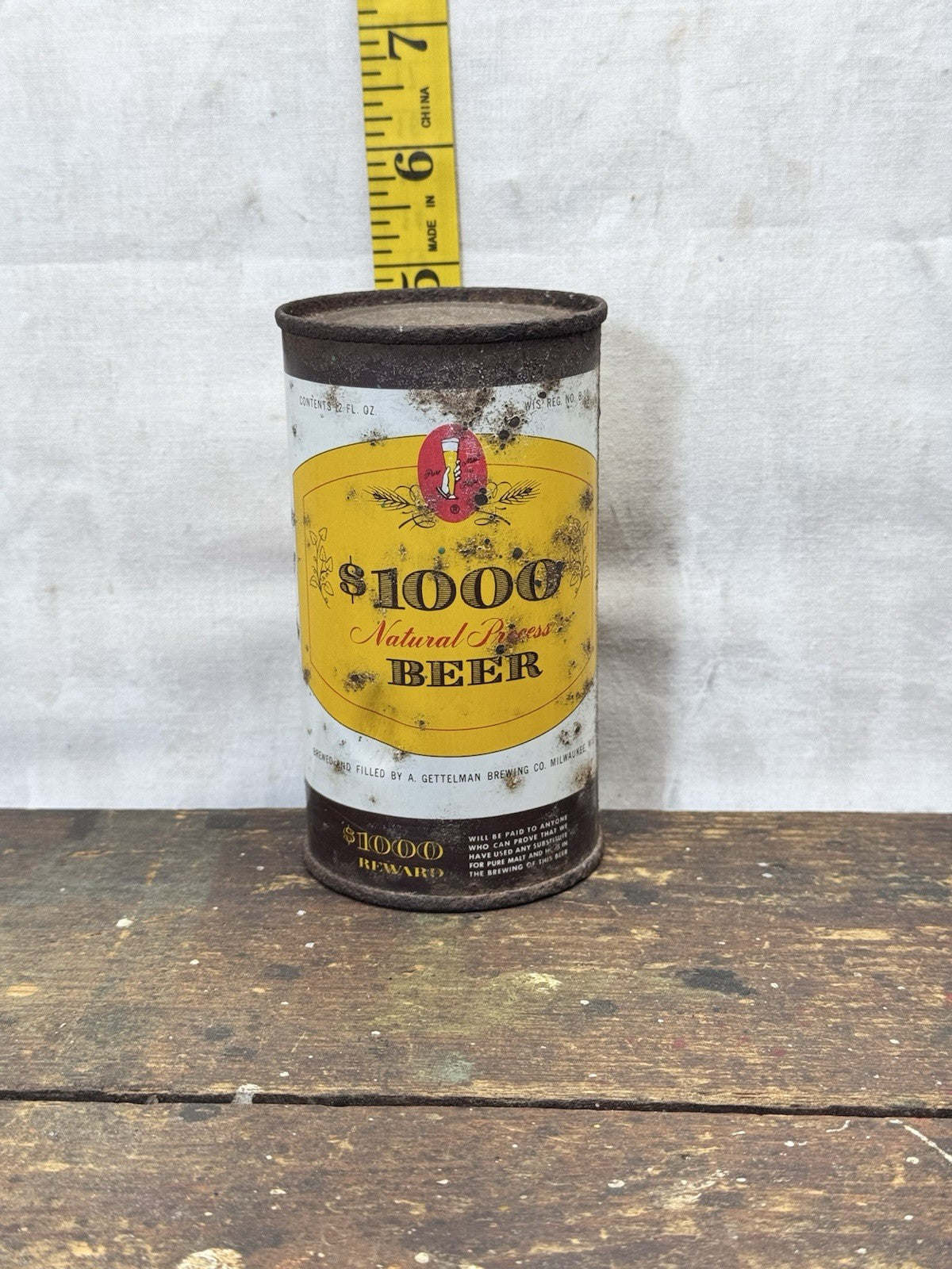 1000 Natural Process Beer Can Empty Vintage Rustic