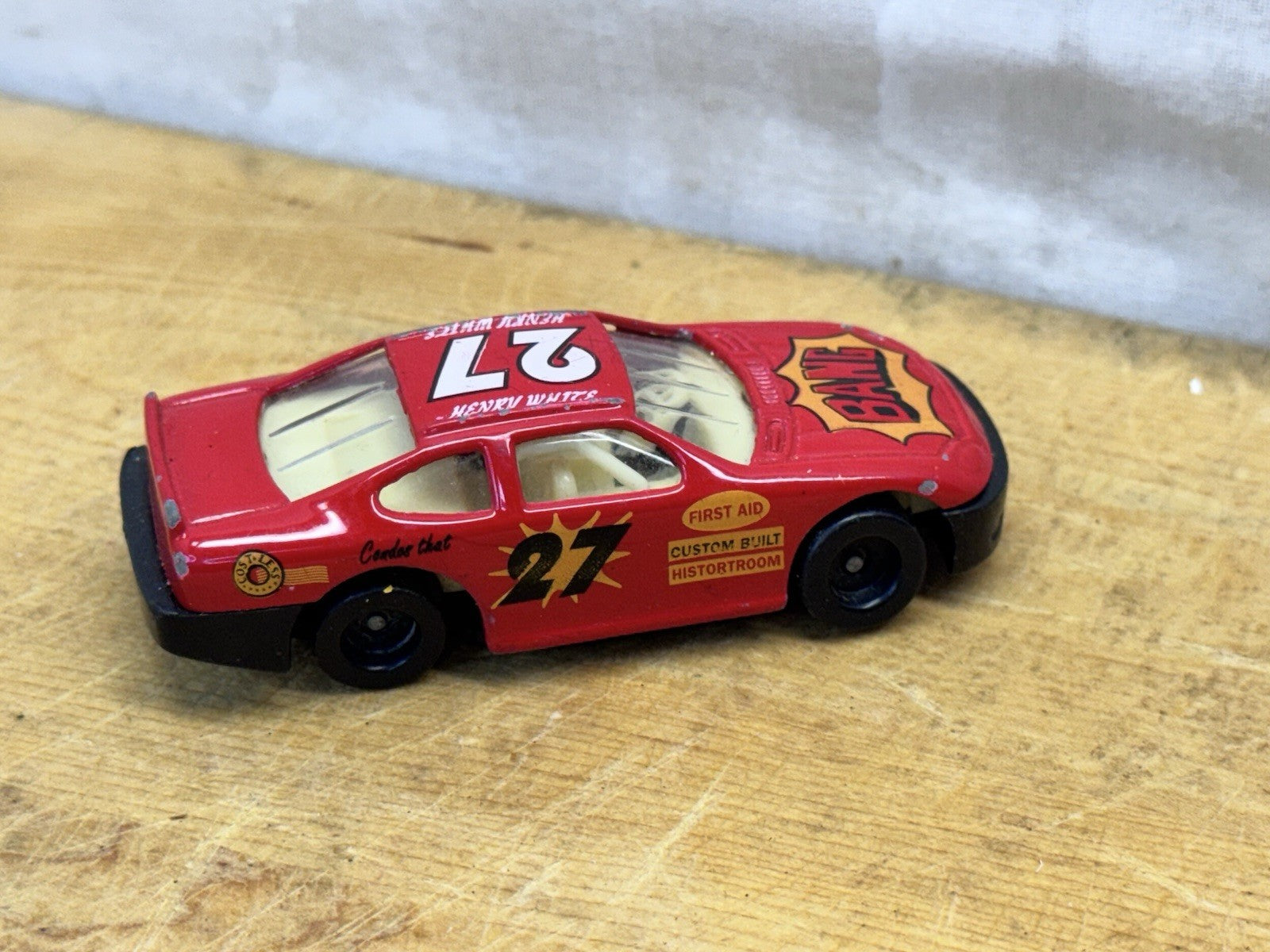 Vintage Henry White No 27 Bang Red Die Cast Model Race Car #1356
