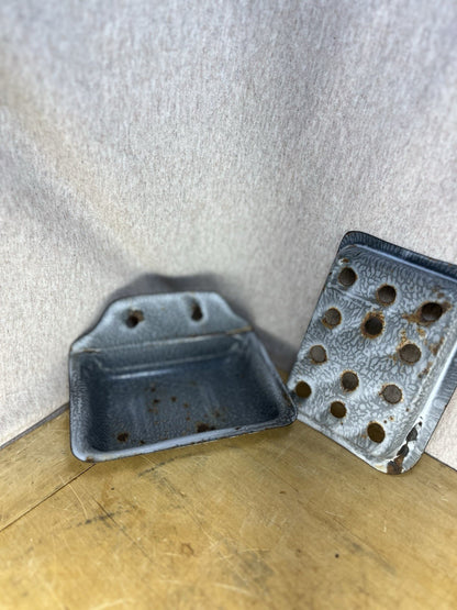 Grey Enamel Soap Dish W/Patina