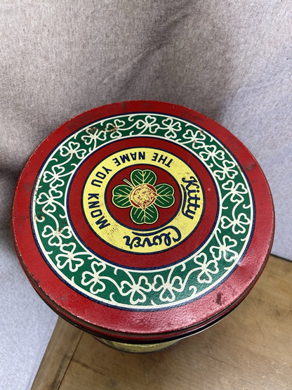 Vintage Kitty Clover Potato Chip Tin 14oz 1983 RED Retro Advertising