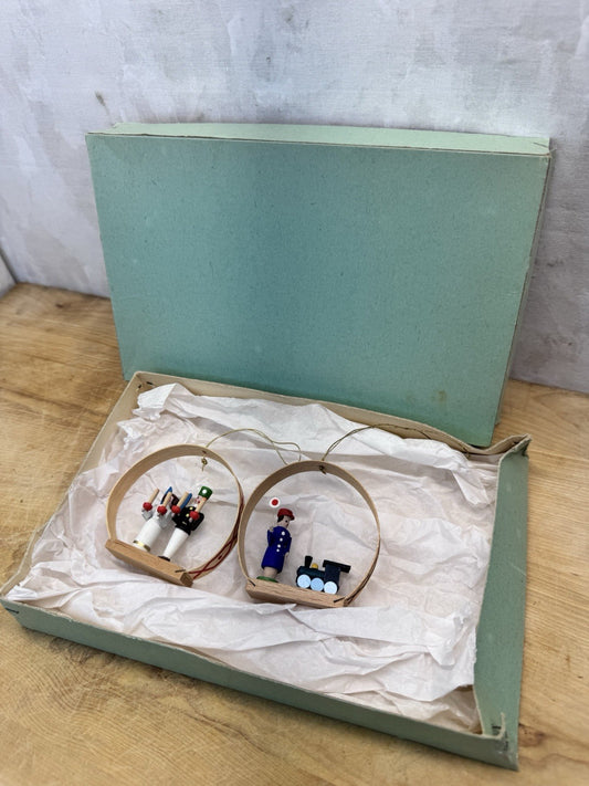 Vintage  Pair Of Erzgebirge Wooden Christmas tree ornament #1453