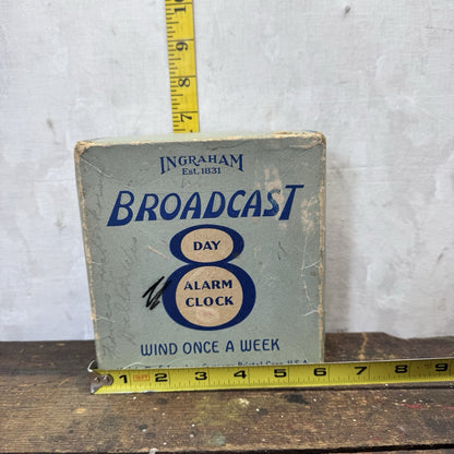 Ingraham Broadcast Day Alarm Clock Vintage Empty Box 