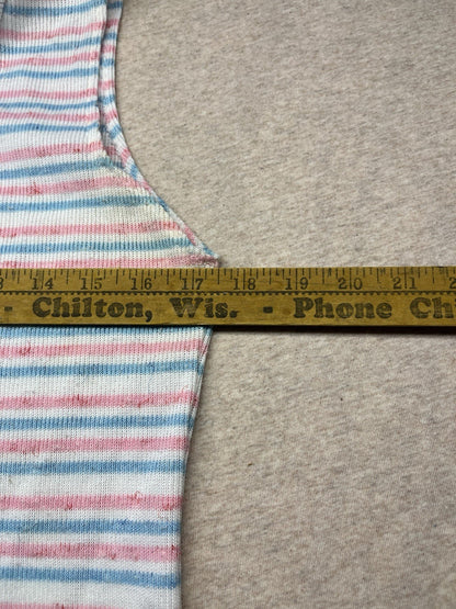 1970s Women’s Pink Wht Blu Knit Sleeveless Top