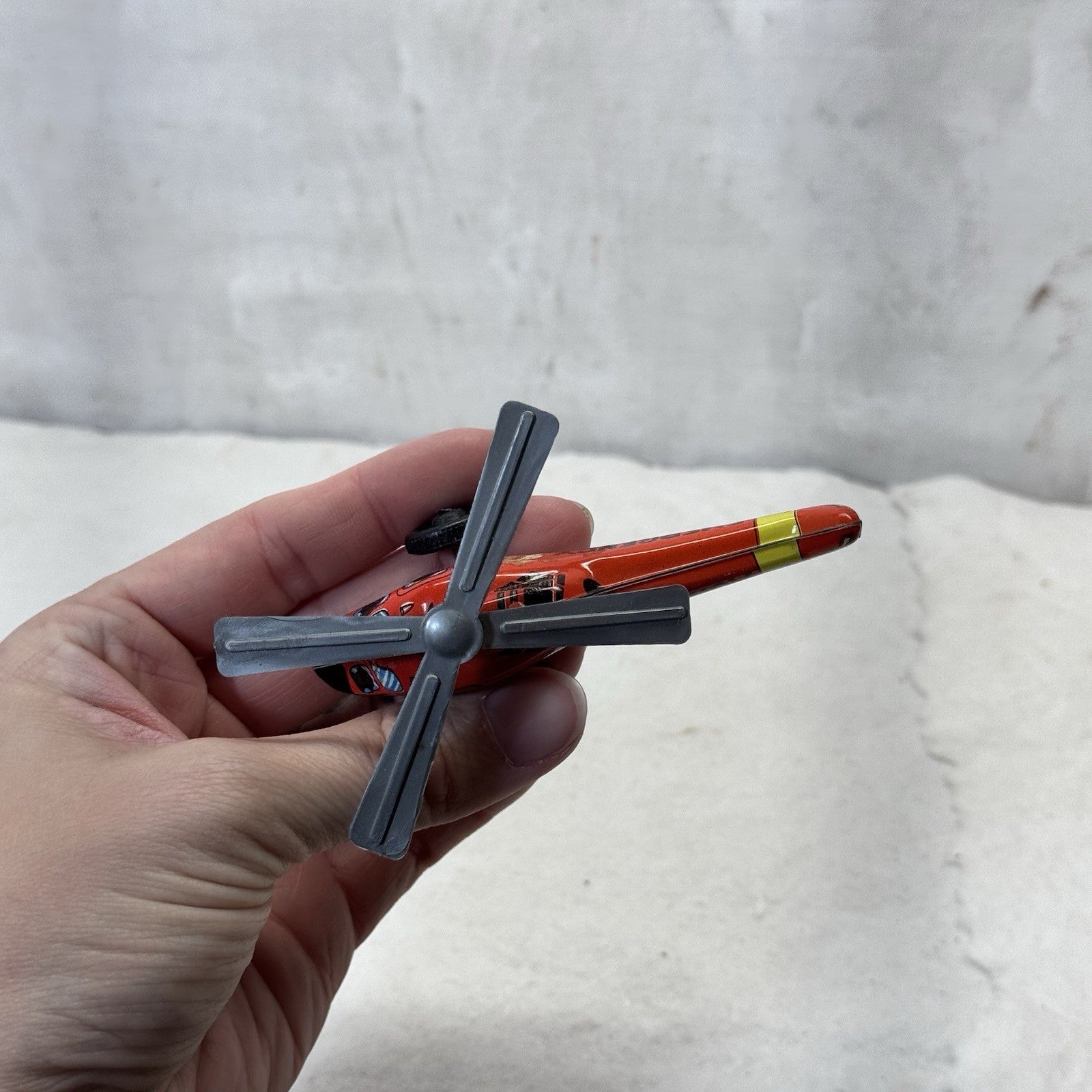 Tin Litho Emergency Helicopter Rescue Japan F.D.P Vintage Toy