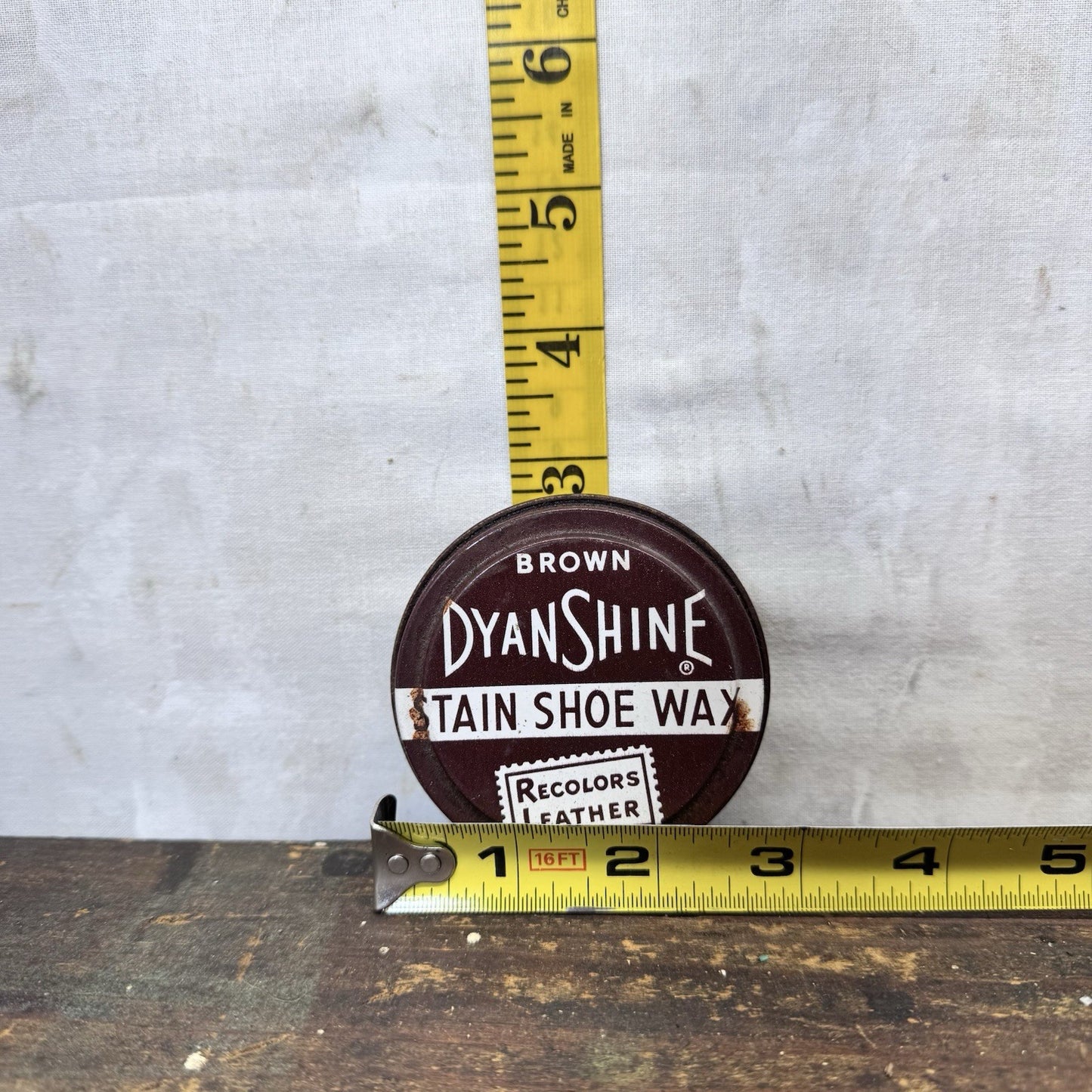 Brown Dyanshine Stain Shoe Wax Tin Vintage