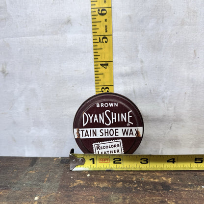Brown Dyanshine Stain Shoe Wax Tin Vintage
