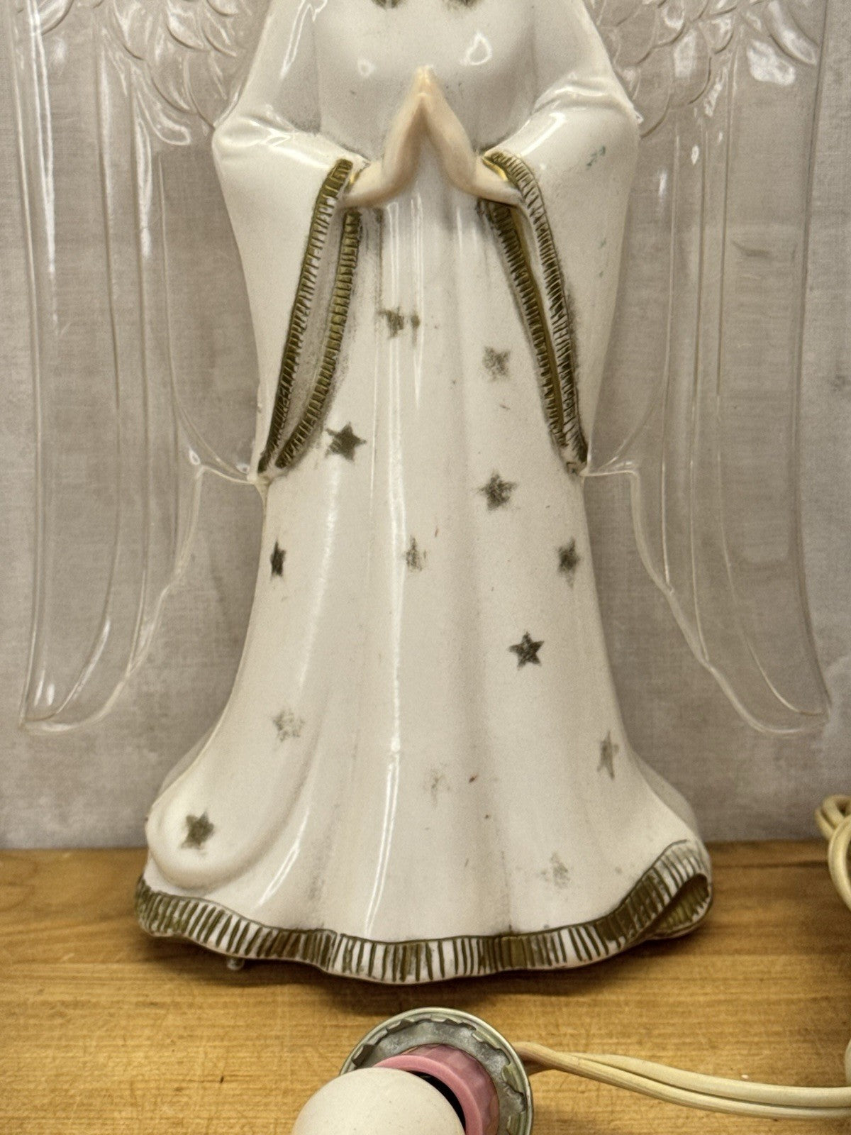 Vintage Plastic Angel Tree Topper Working #1076