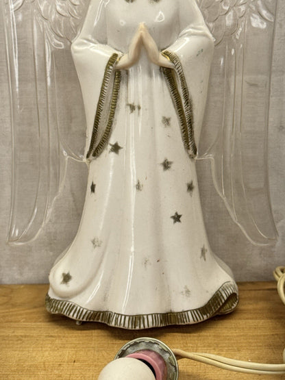 Vintage Plastic Angel Tree Topper Working #1076