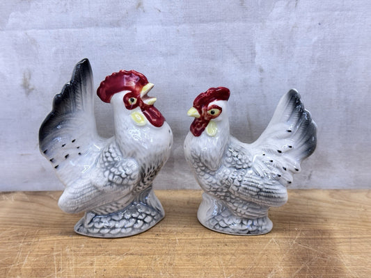 Rooster Hen Salt & Pepper Shakers Japan Vtg #1403
