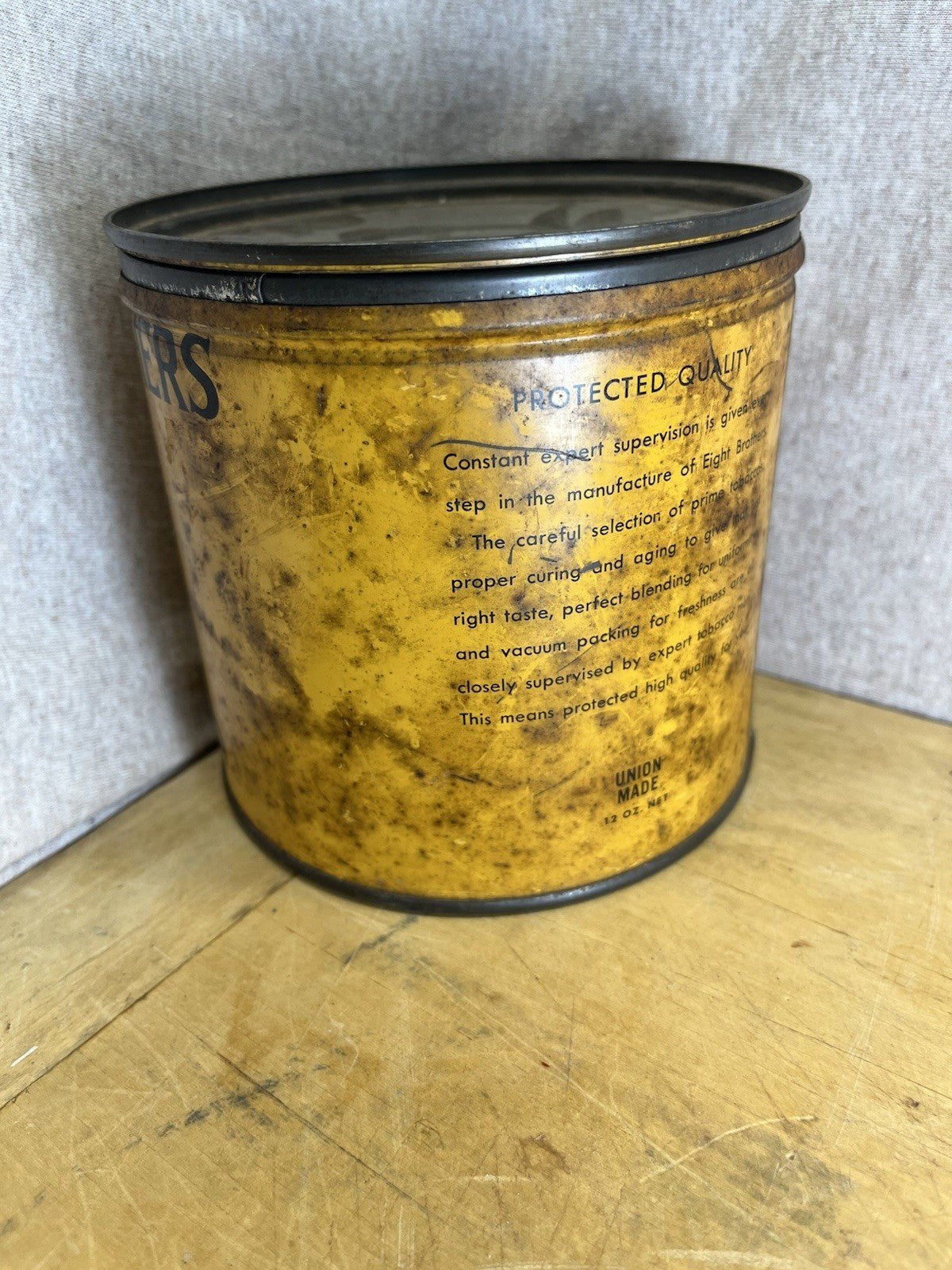Antique Eight Brothers Long Cut Tobacco Tin And Lid Union Made 1926