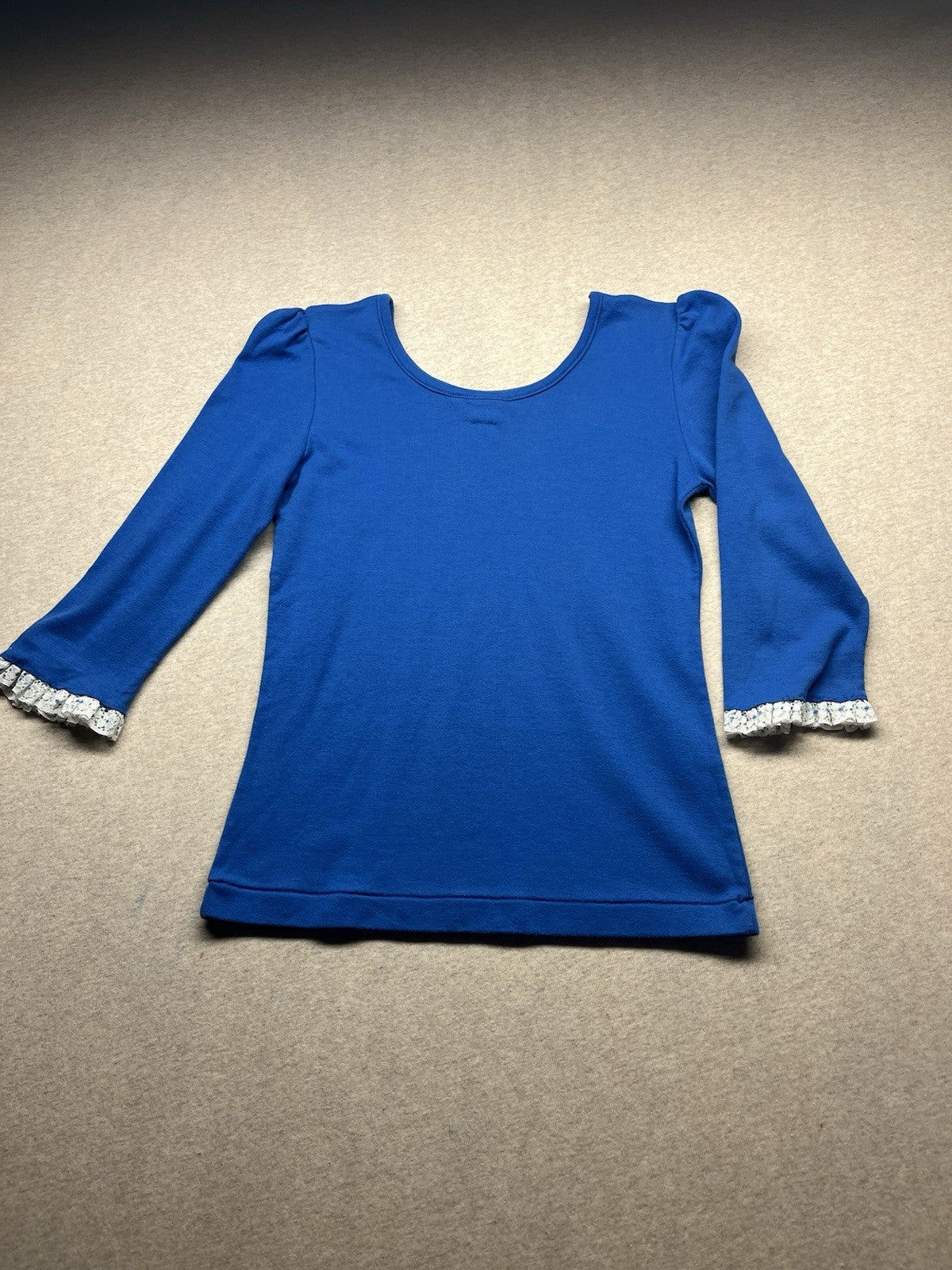 1970s Women’s Knit Blue 3/4 Sleeve Top