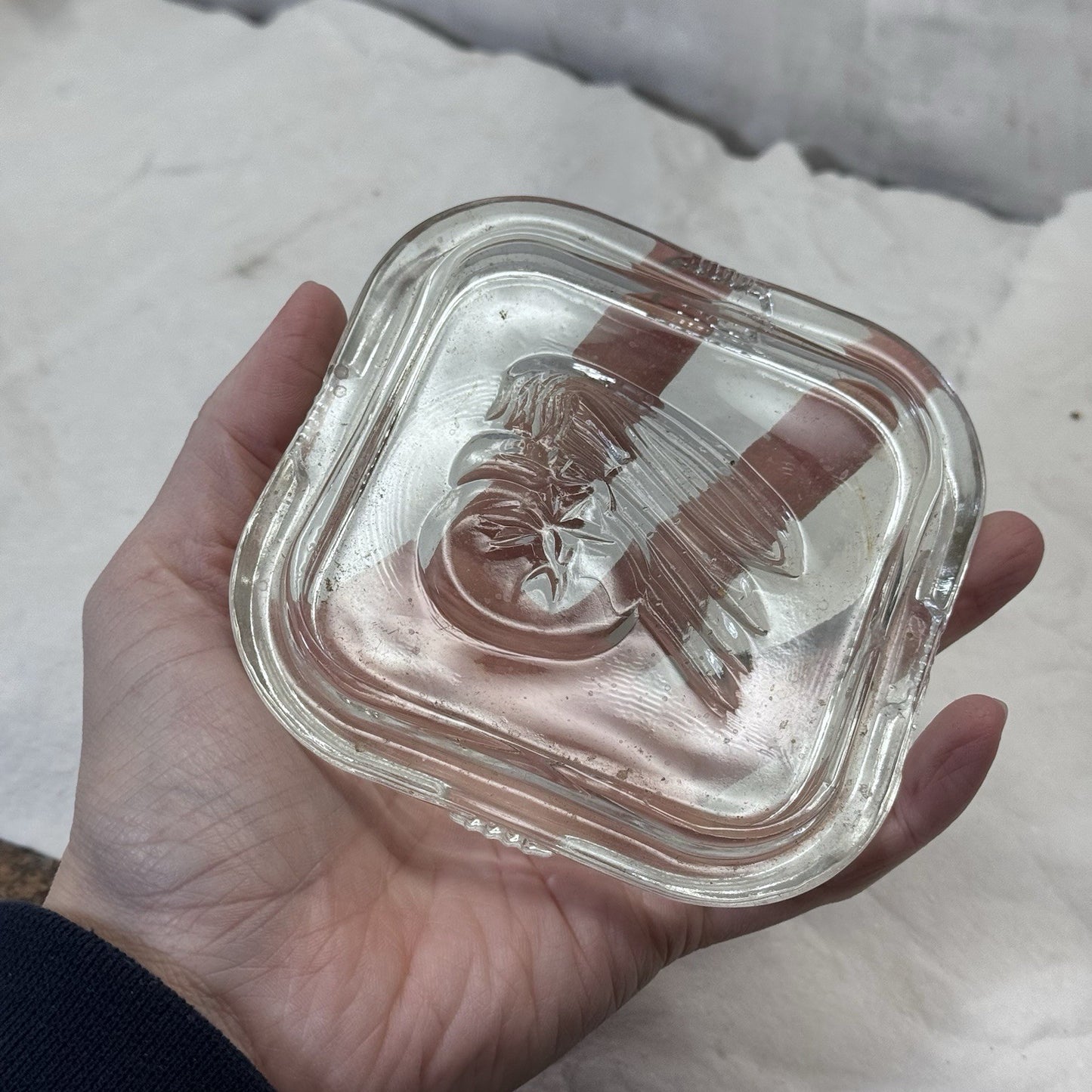 Federal Glass Square Refrigerator Embossed Veggie Lid Replacement Vintage