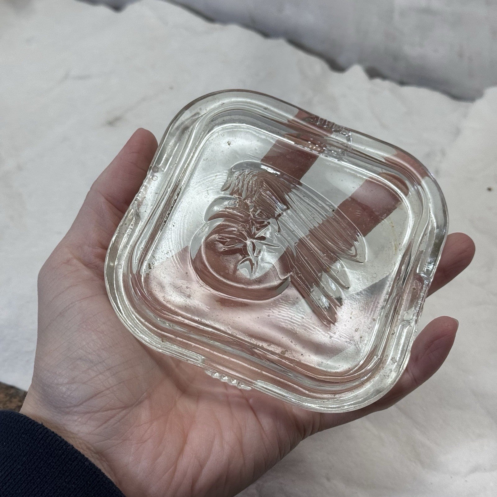 Federal Glass Square Refrigerator Embossed Veggie Lid Replacement Vintage