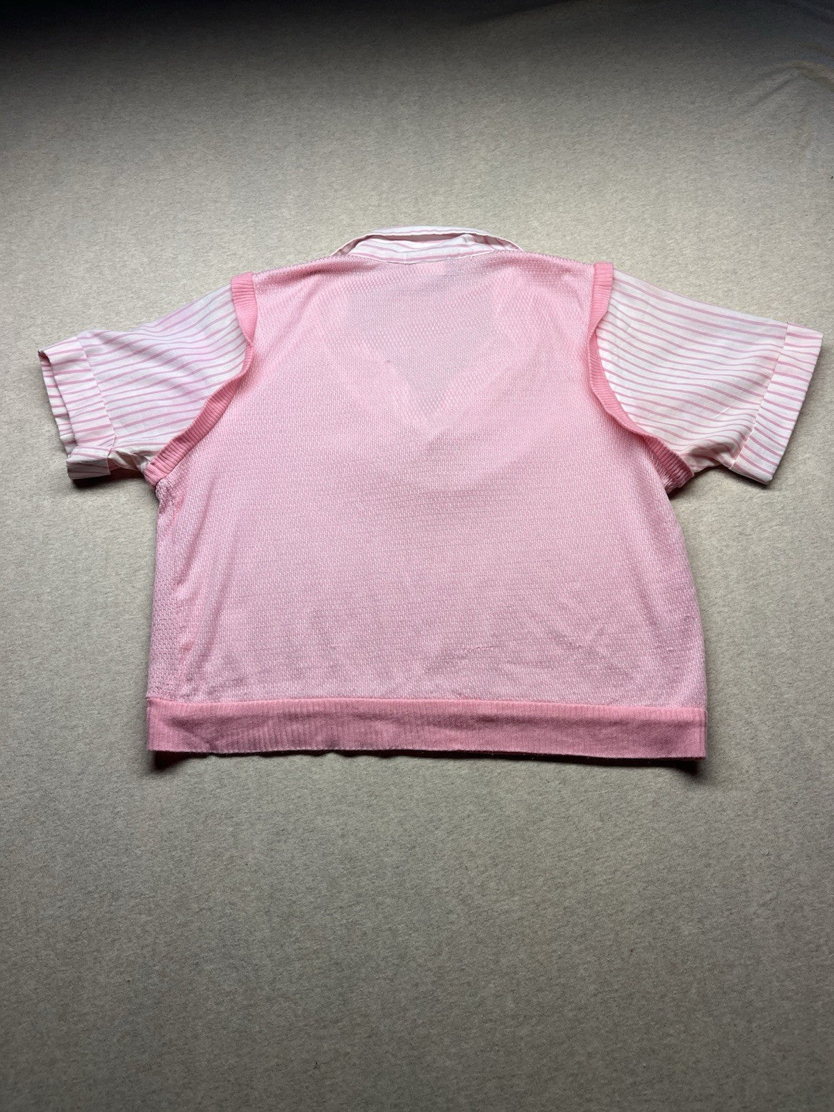 1970-80s Women’s Pink Striped S Sleeve Knit Top