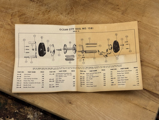 Ocean City Vtg Fishing Reel With Box #1238