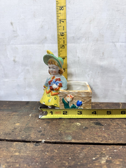 Girl Figurine Planter Vase Vintage Occupied Japan